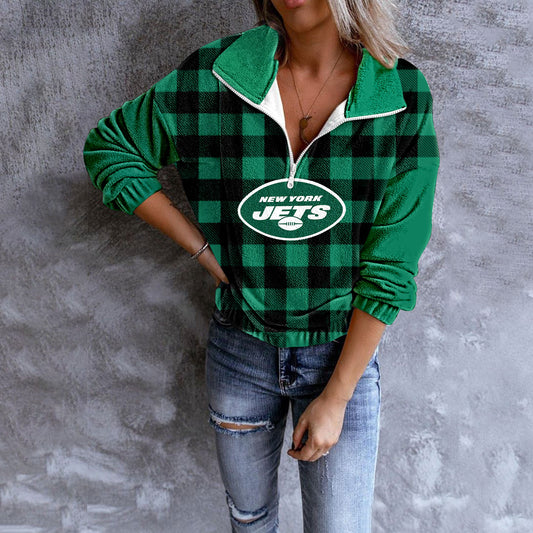 Unisex Plaid Quarter Zip Sweatshirt