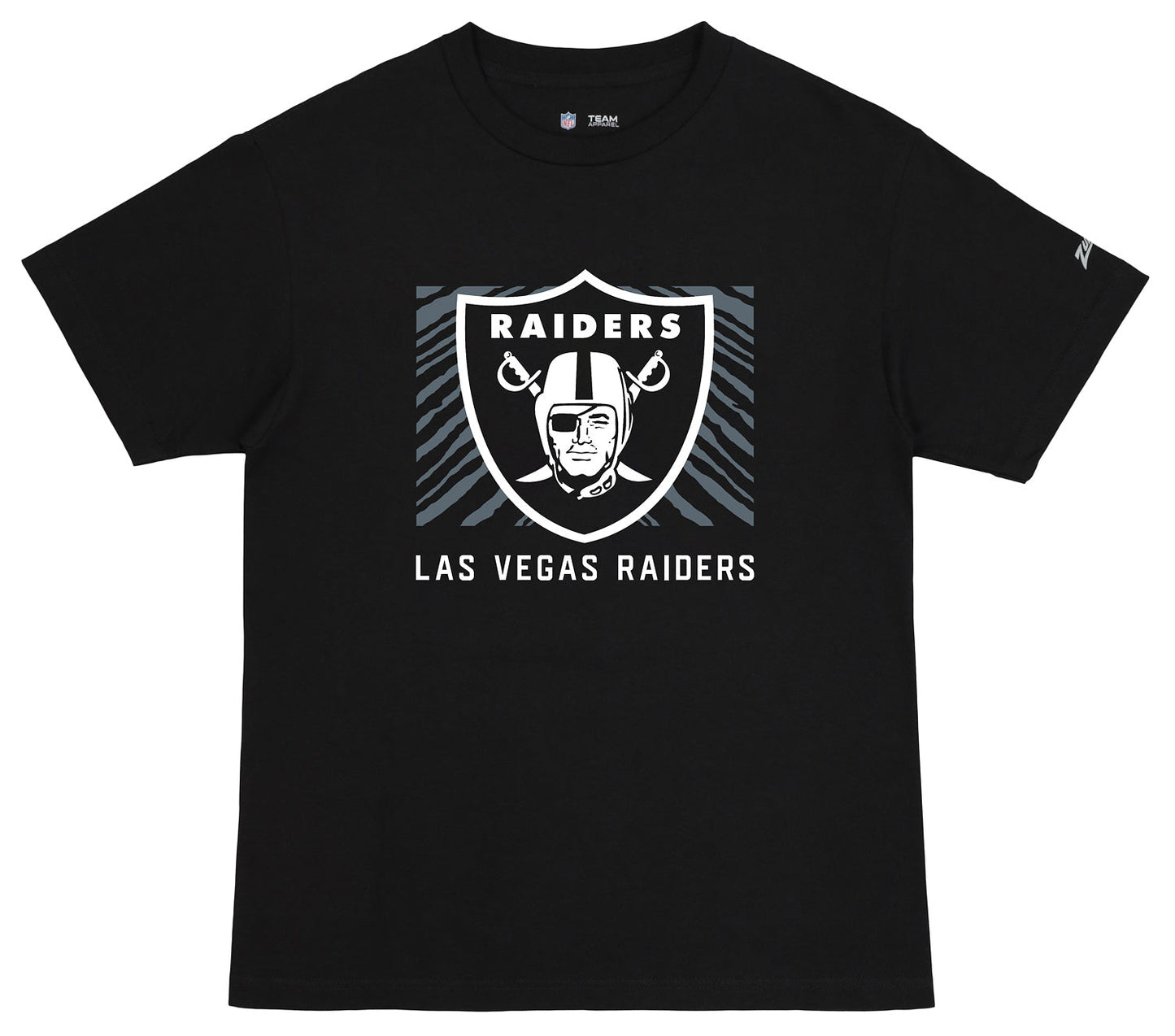 Zubaz NFL Unisex Cotton Heavyweight Short Sleeve T-shirt Black With Grey Tonal Tunnel Logo for Men and Women, Las Vegas Raiders