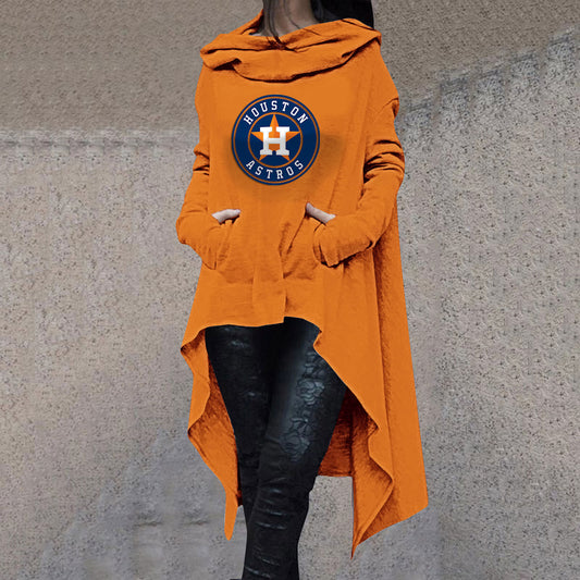 Fashionable Print Irregular Long Sleeve Sweatshirt