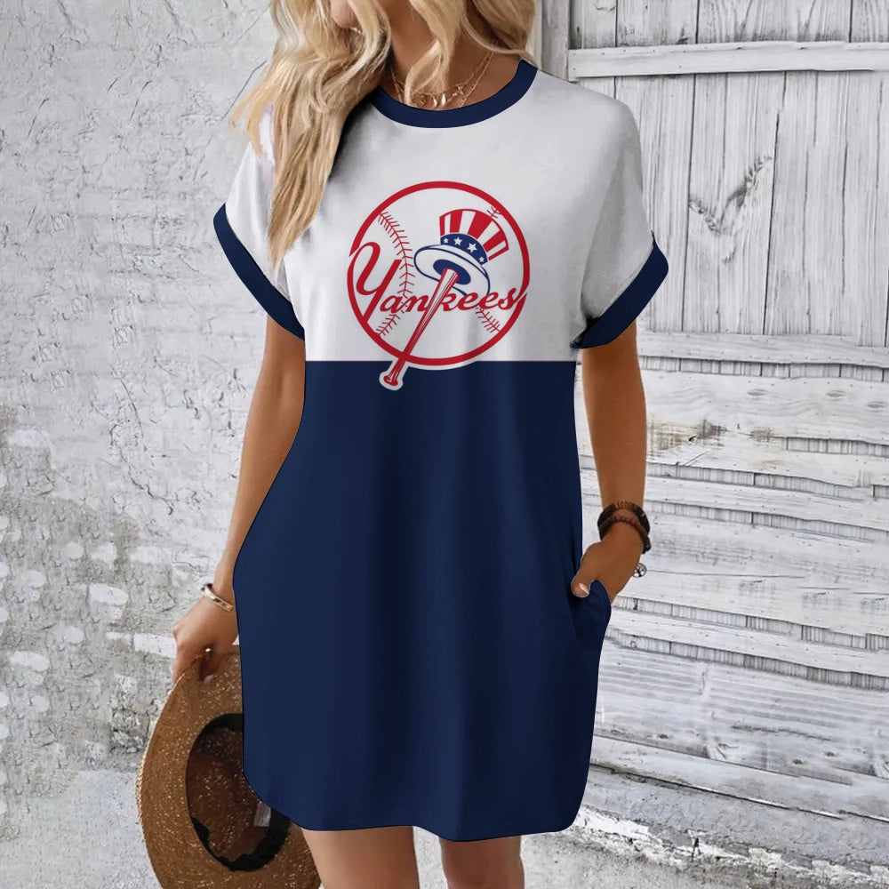 Yankees Hidden Pocket Short Sleeve Tee Dress