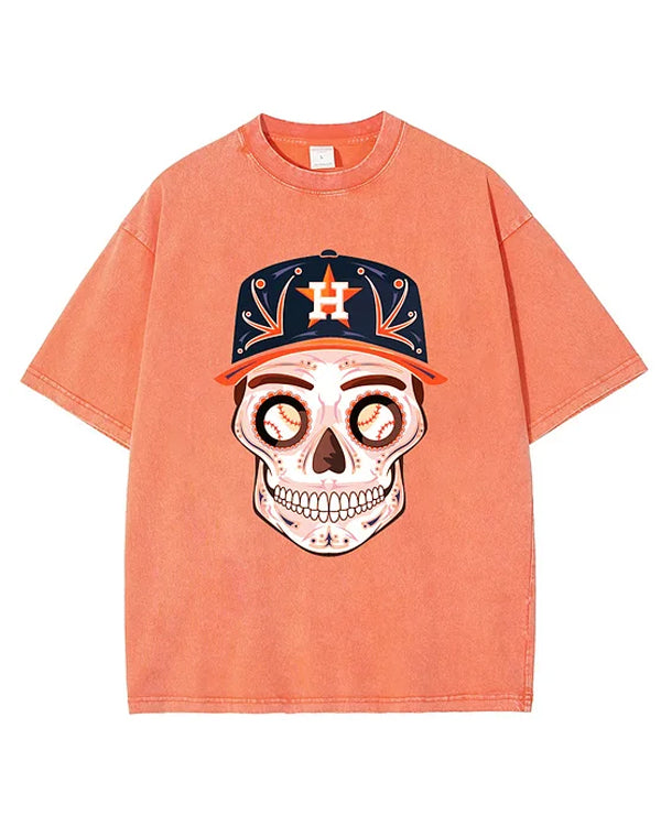 Washed Distressed Print Short Sleeve T-shirt