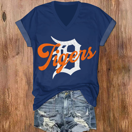 Summer Women's Solid Color V-Neck Short Sleeve T-Shirt