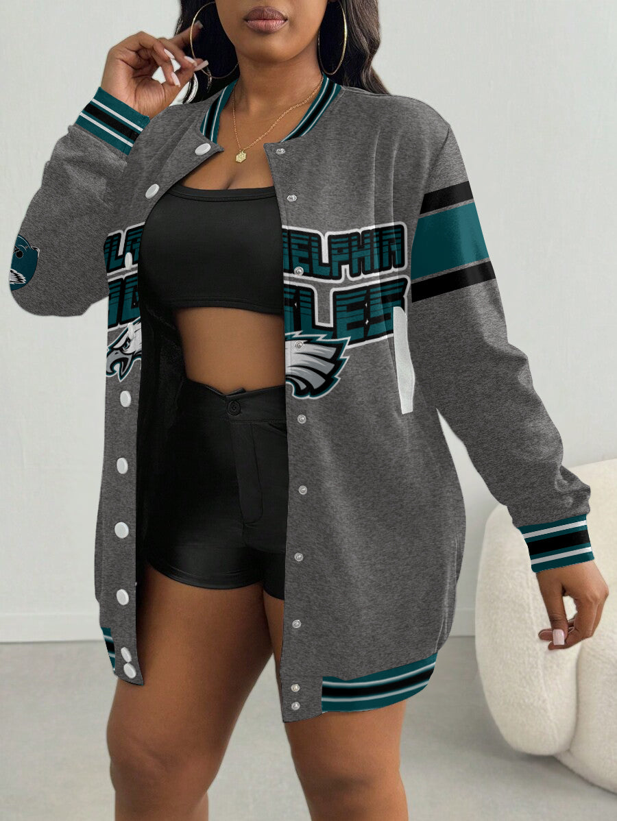 Philadelphia Eagles Women's Limited Edition Button Down Long Sleeve Jacket Dress