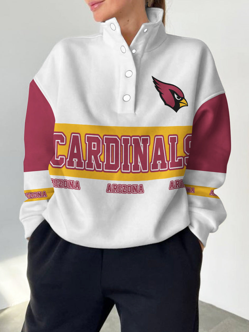 Arizona Cardinals  2025 New Design Casual Snap  Mockneck Pullover