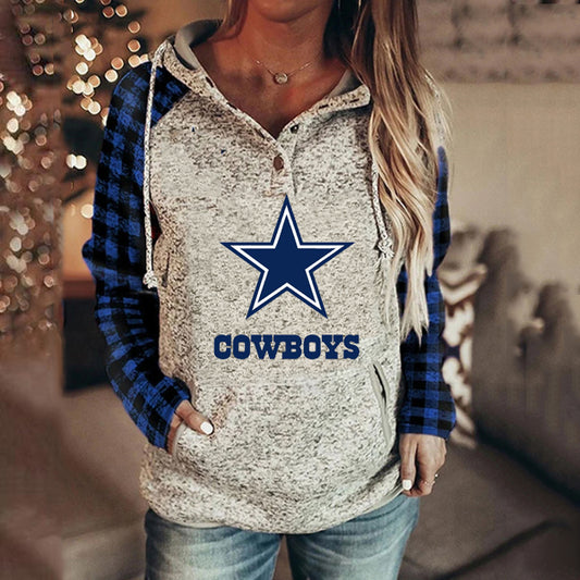 casual loose stitched print Hoodie