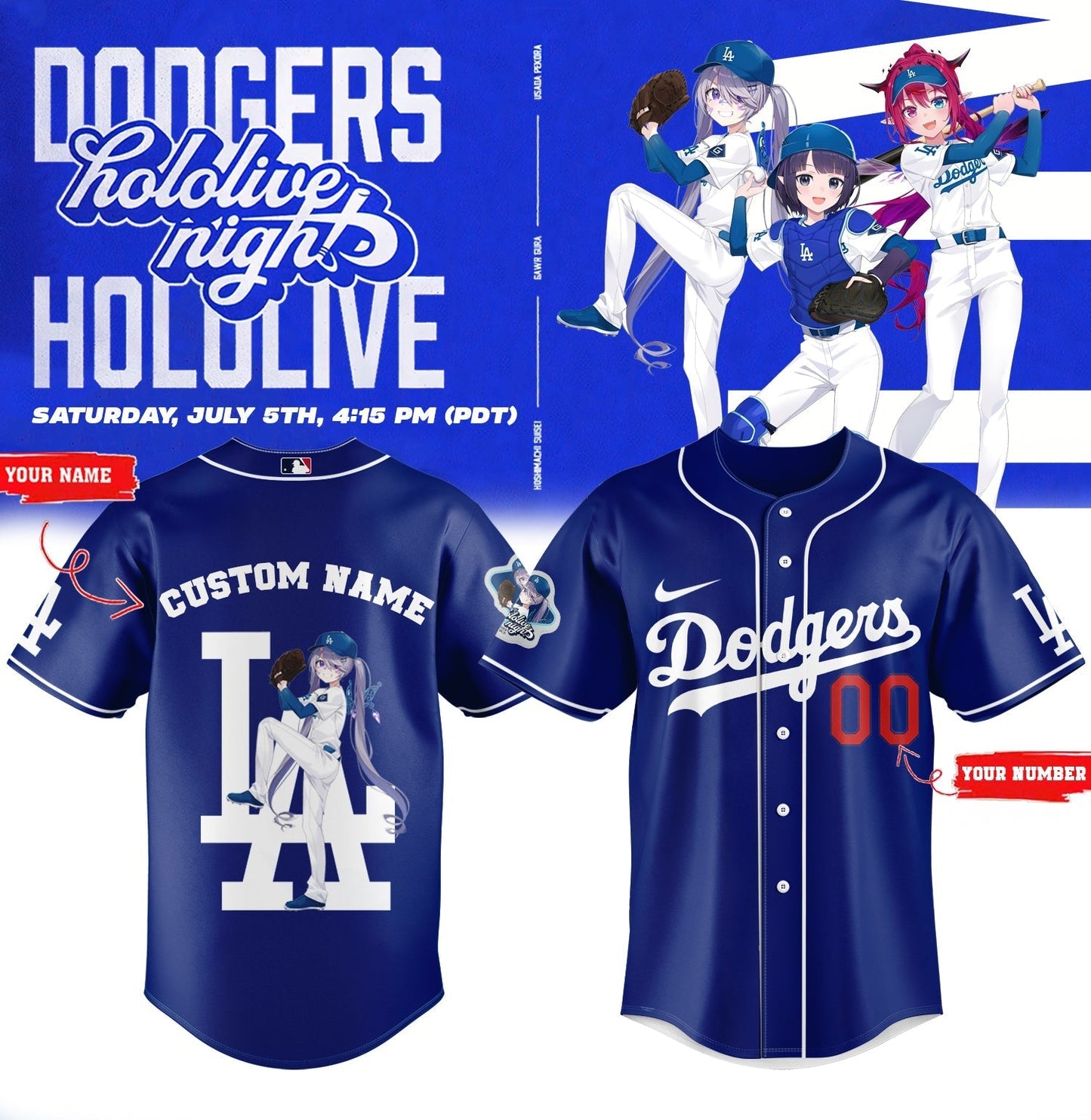 Los Angeles Dodgers _ Hololive Night Biboo Jersey 2025
