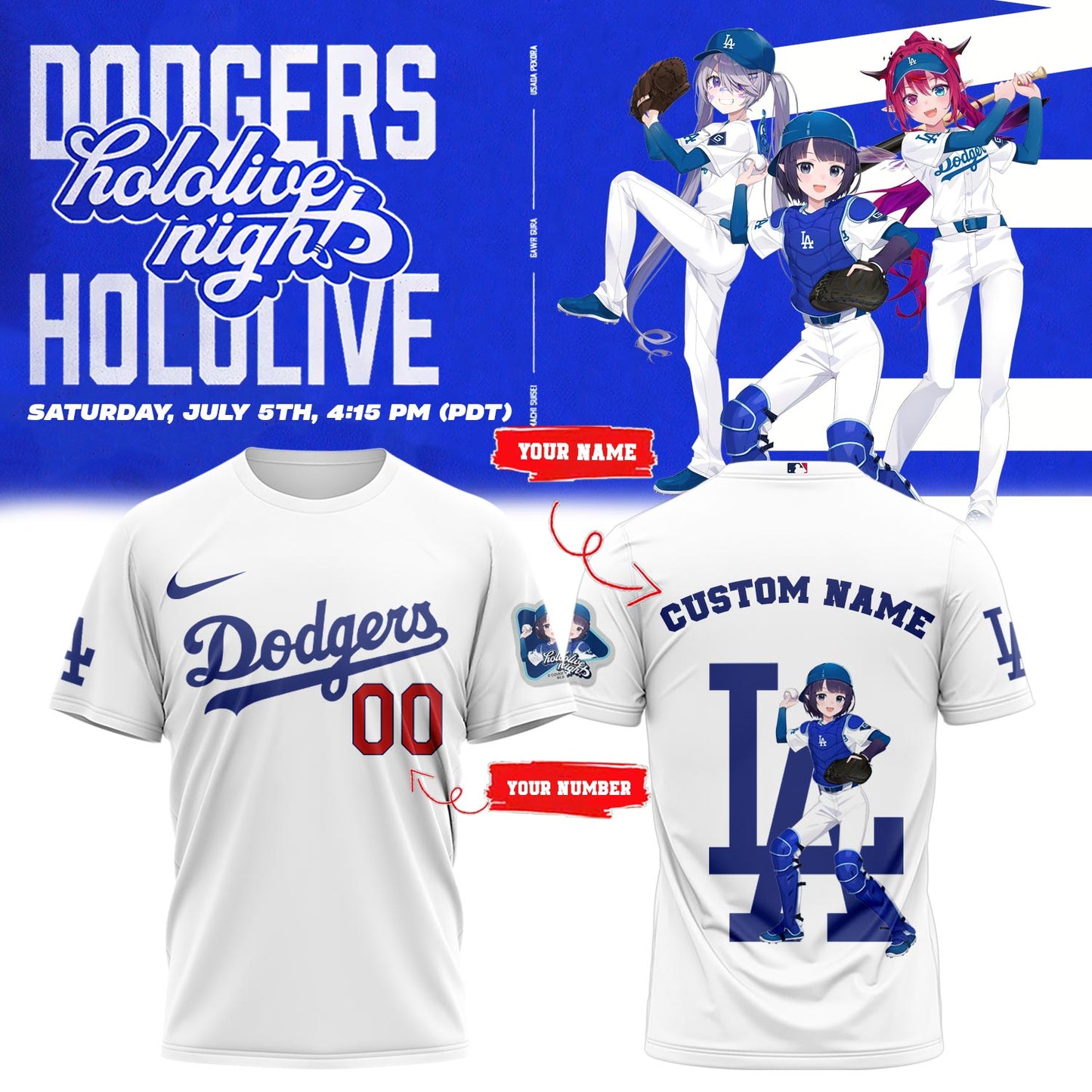 Los Angeles Dodgers _ Hololive Night Inaâ€™nis Shirts 2025