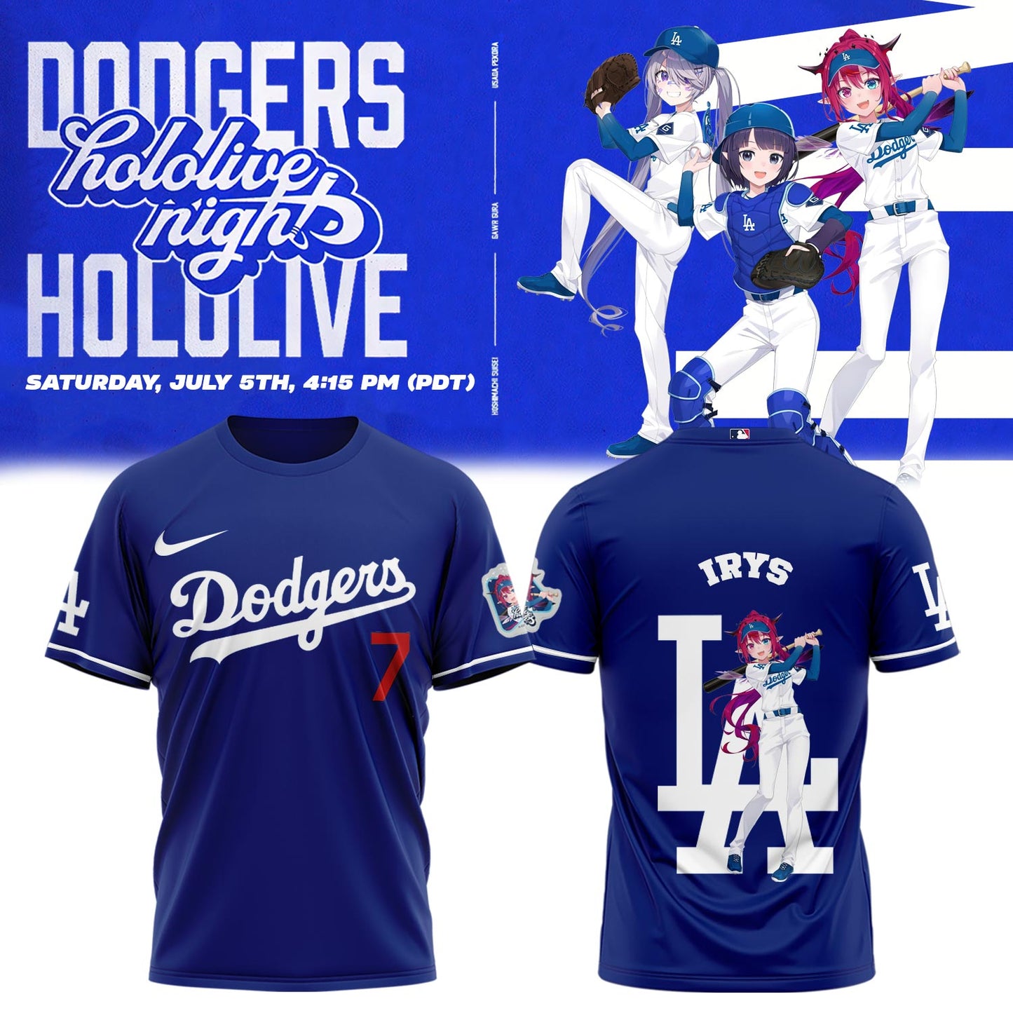 Los Angeles Dodgers _ Hololive Night IRyS Shirts 2025