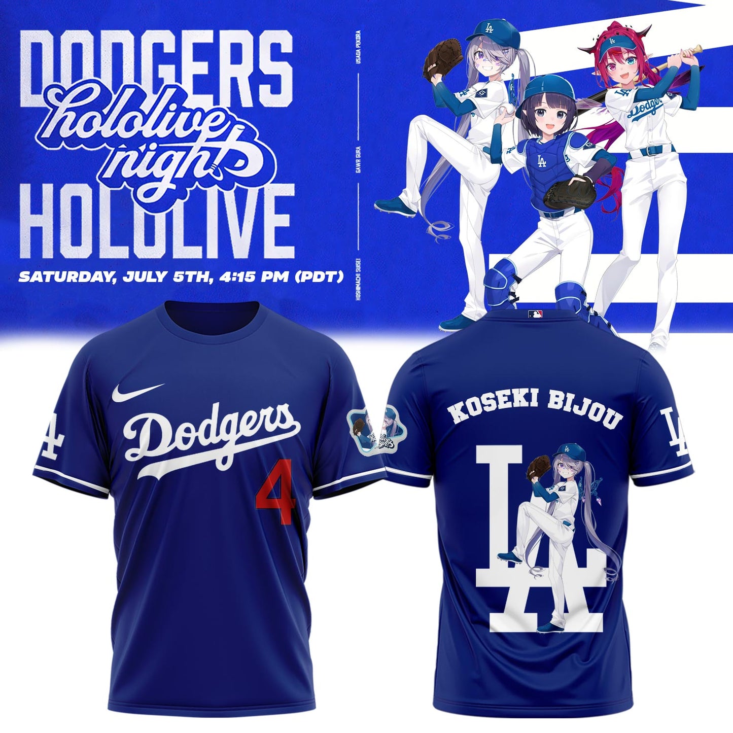 Los Angeles Dodgers _ Hololive Night Biboo Shirts 2025