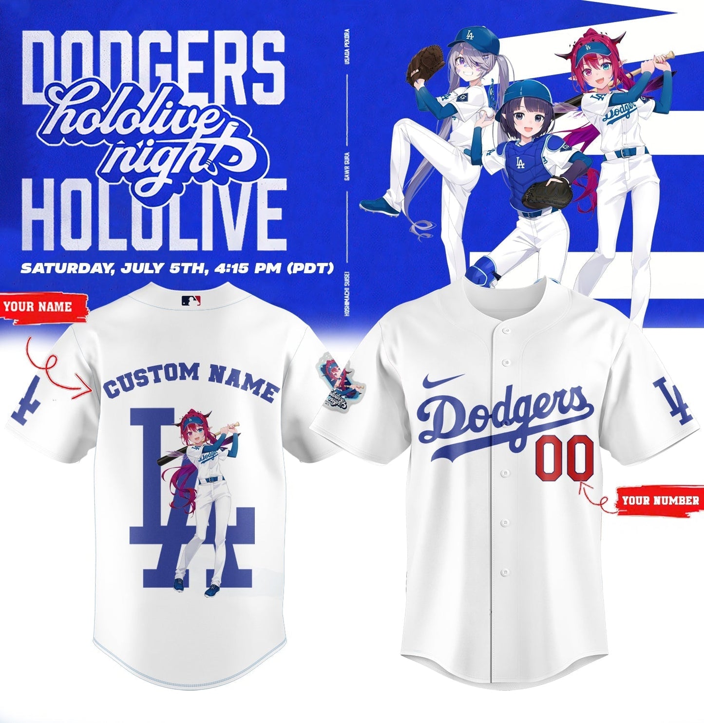 Los Angeles Dodgers _ Hololive Night IRyS Jersey 2025