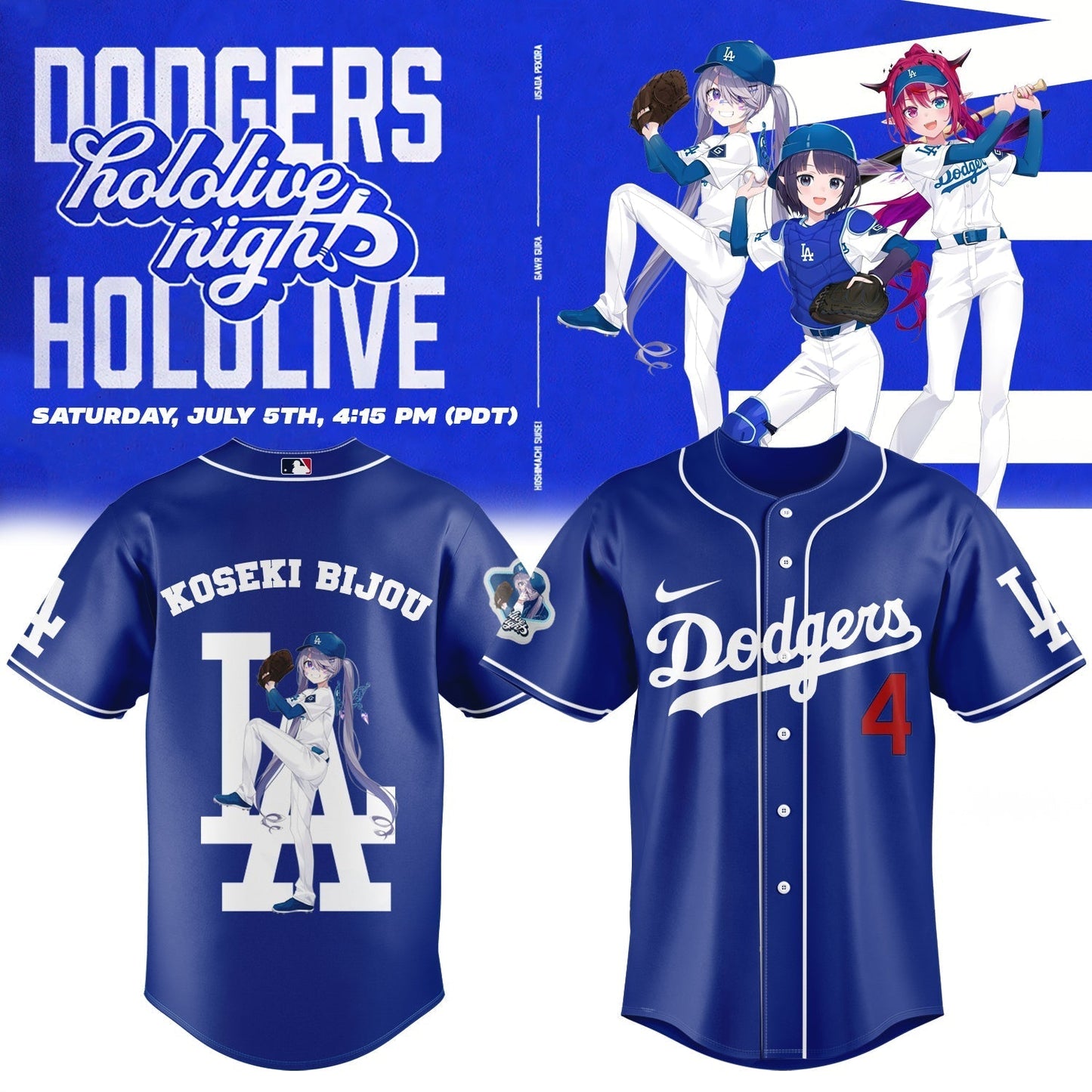 Los Angeles Dodgers _ Hololive Night Biboo Jersey 2025