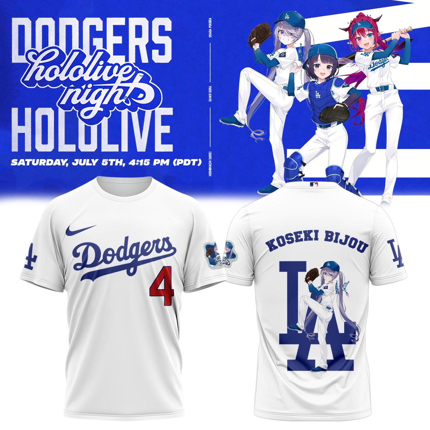 Los Angeles Dodgers _ Hololive Night Biboo Shirts 2025