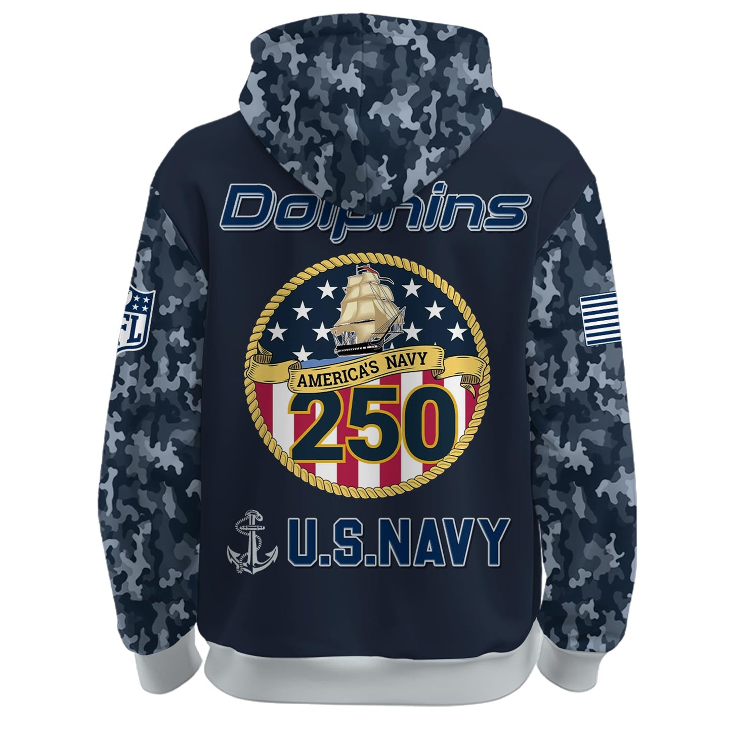 Miami Dolphins Navy 250th Birthday Hoodie Limited Edions