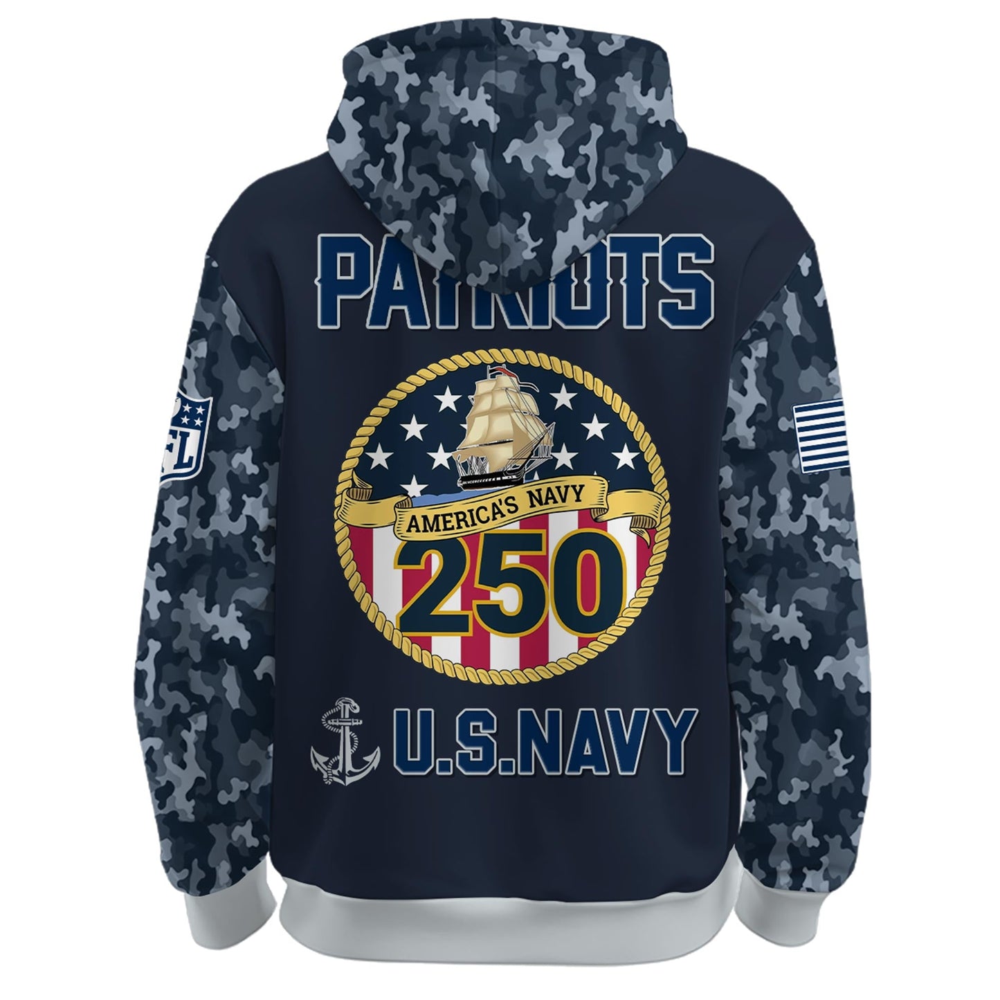 New England Patriots Navy 250th Birthday Hoodie Limited Edions
