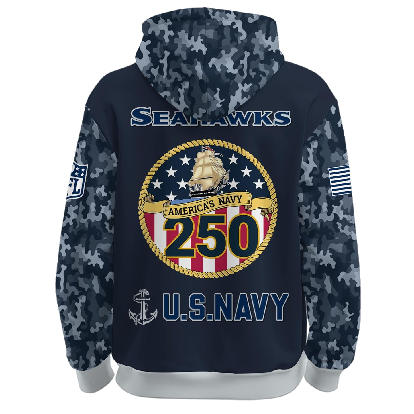 Seattle Seahawks Navy 250th Birthday Hoodie Limited Edions