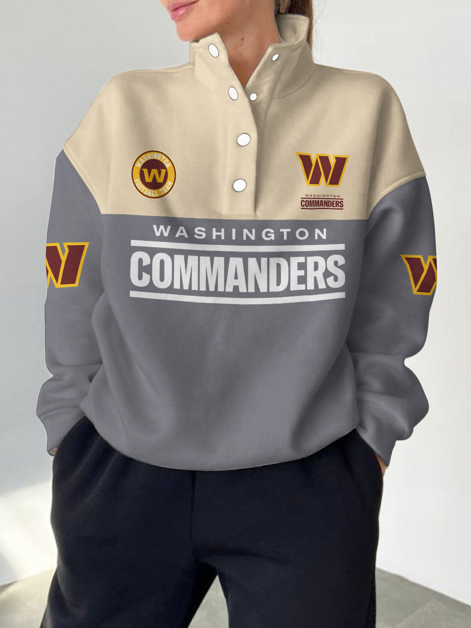 Washington Commanders 2025 New Design Casual Snap  Mockneck Pullover