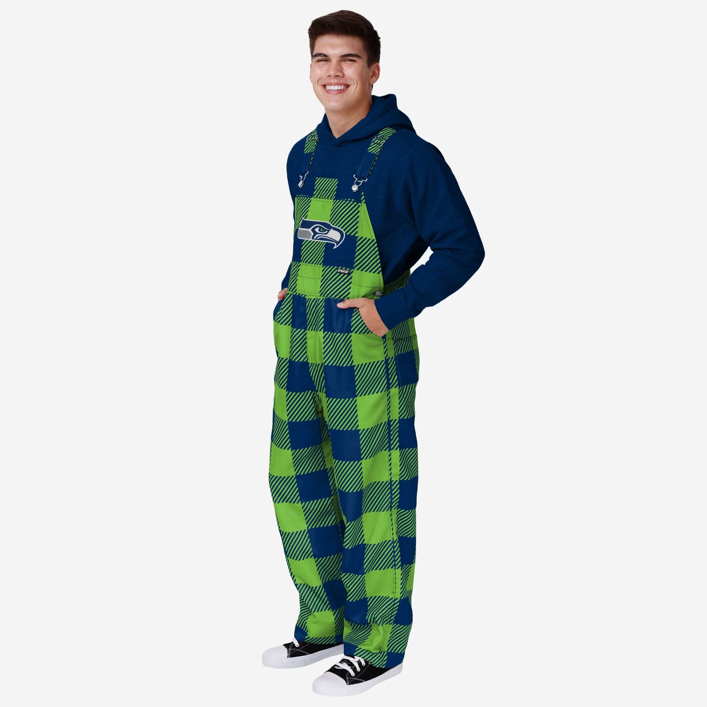 Seattle Seahawks Mens Plaid Bib Overalls