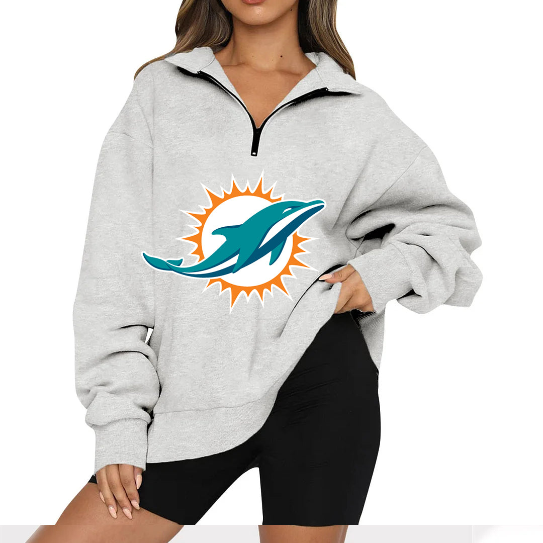 New Ladies Sports Leisure Lapel Zipper Sweatshirt