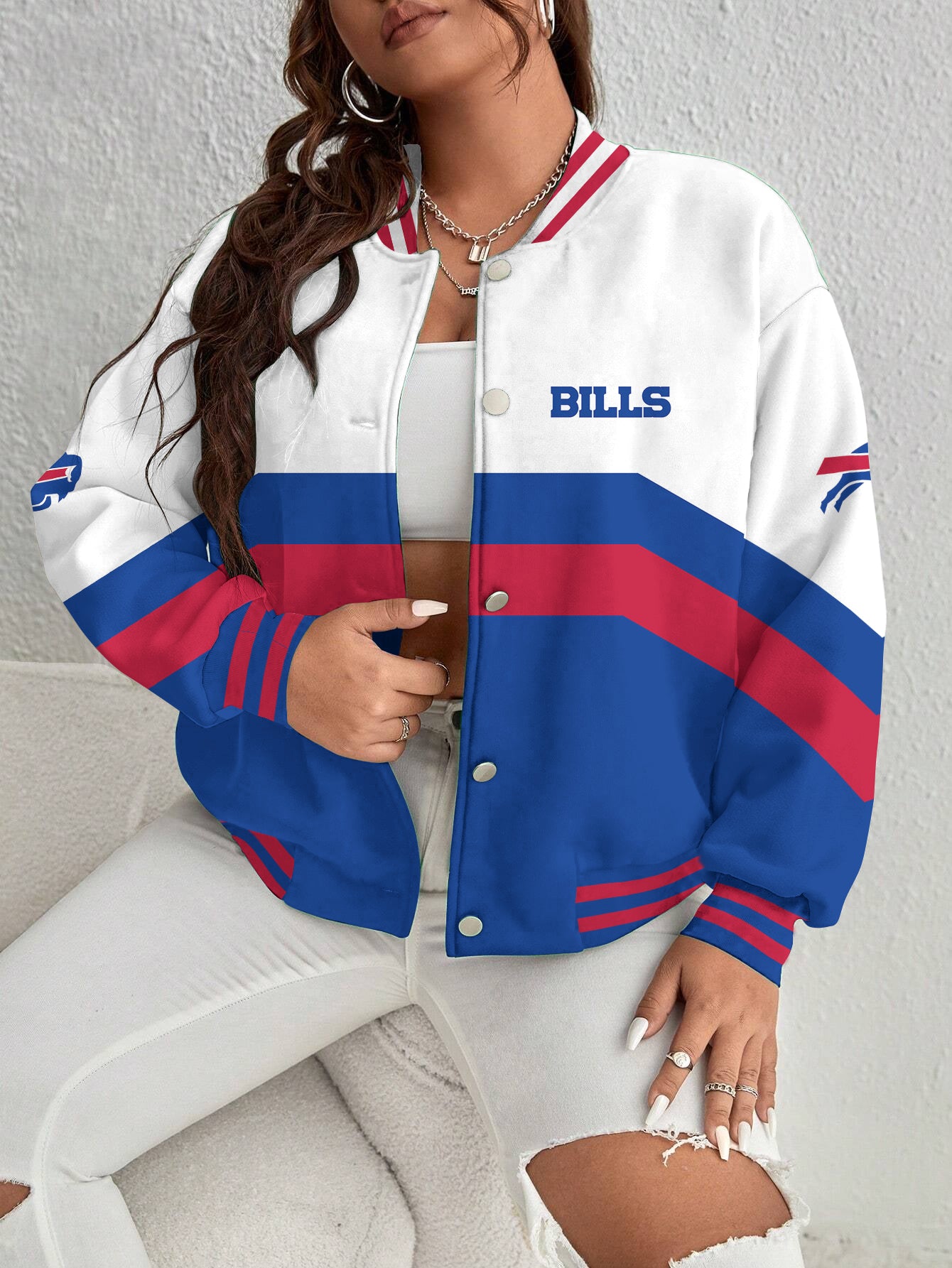 Buffalo Bills Women's Long Pass Full- Snap Casual Jacket