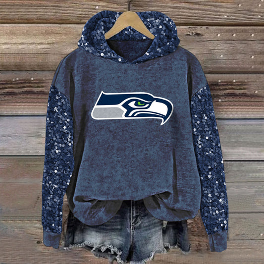 Sequined Sleeves Vintage Hoodie