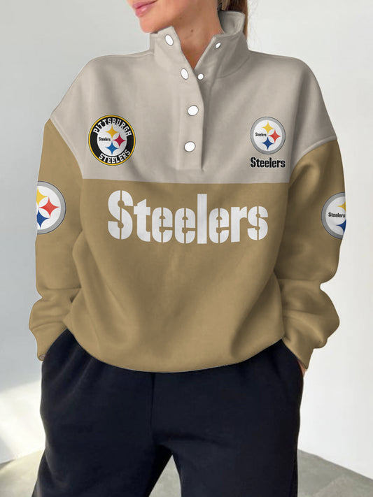 Pittsburgh Steelers  2025 New Design Casual Snap  Mockneck Pullover