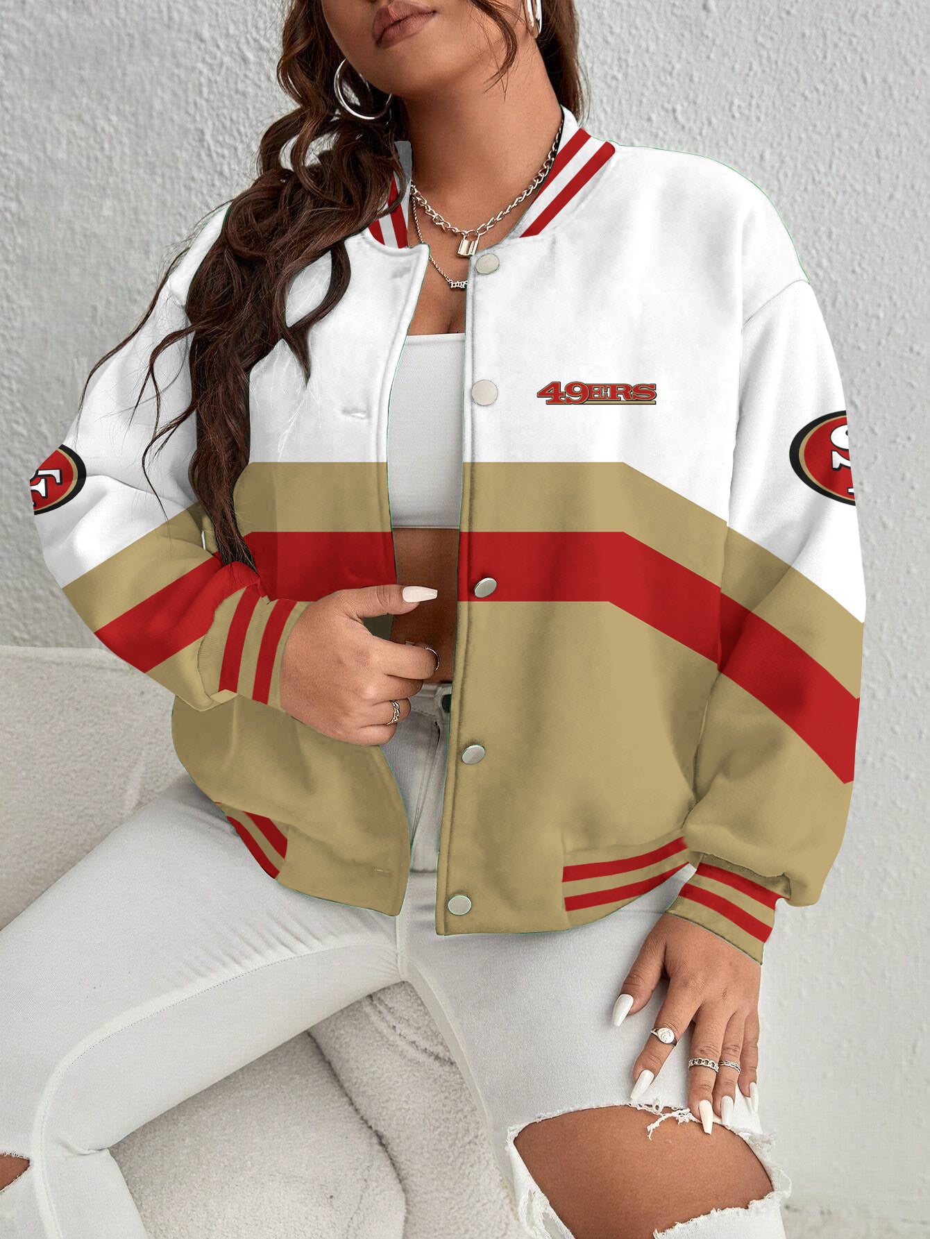 San Francisco 49ers Women's Long Pass Full- Snap Casual Jacket