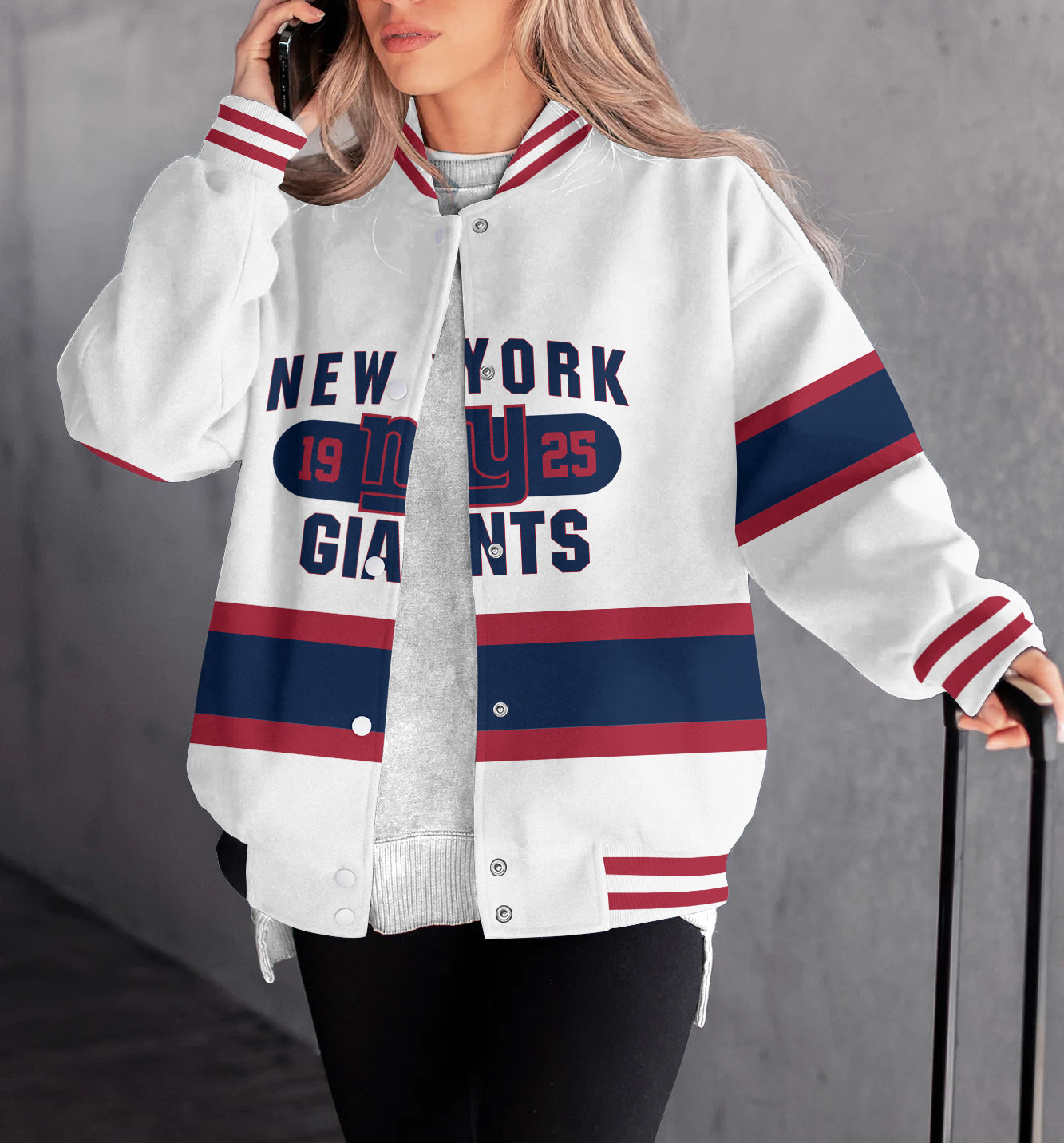 New York Giants Women's Long Pass Full- Snap Casual Jacket