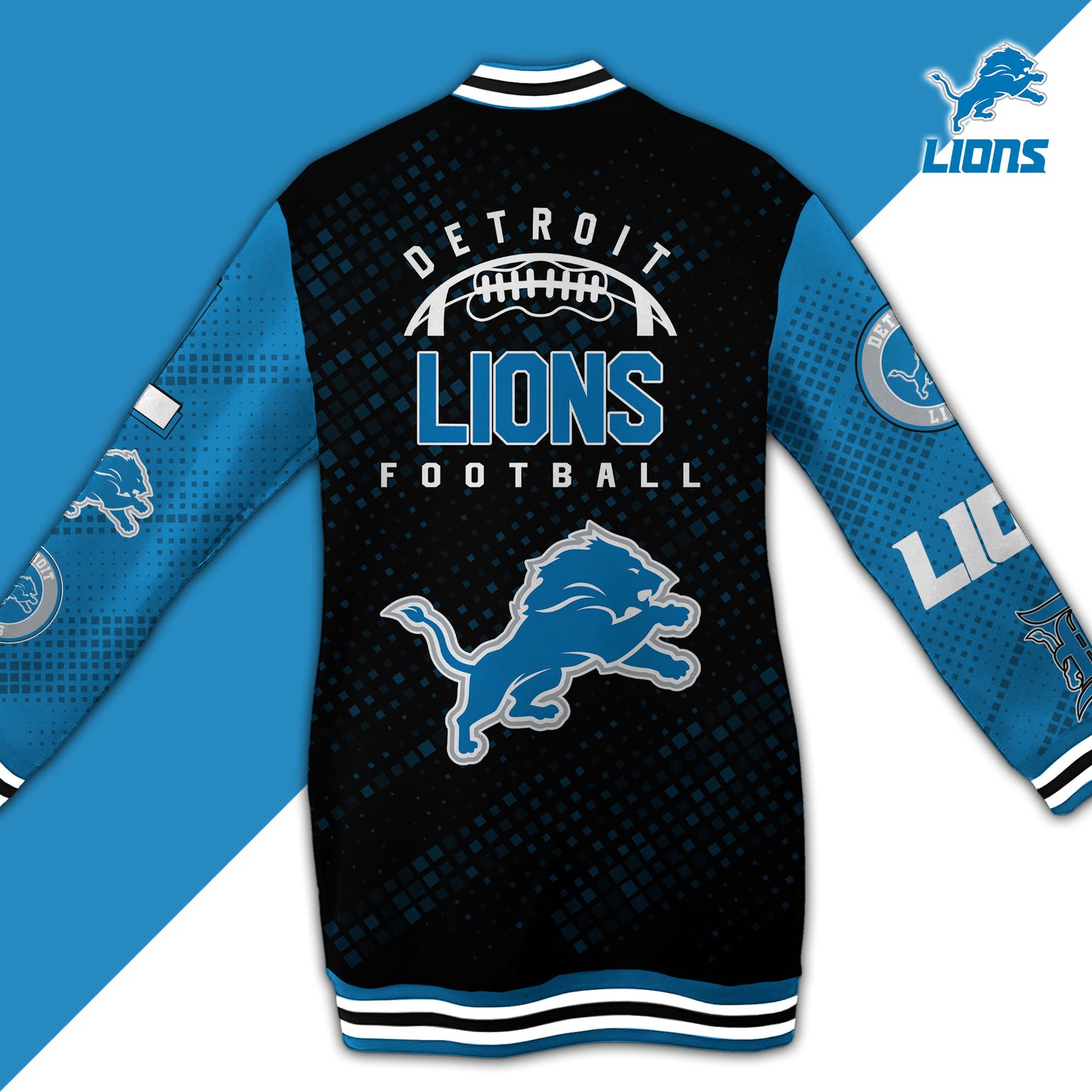 Detroit Lions Limited Edition Button Down Long Sleeve Jacket Dress