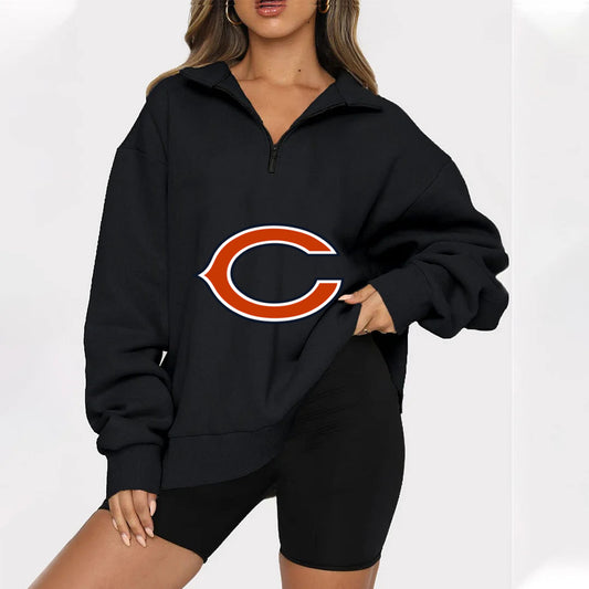 New Ladies Sports Leisure Lapel Zipper Sweatshirt