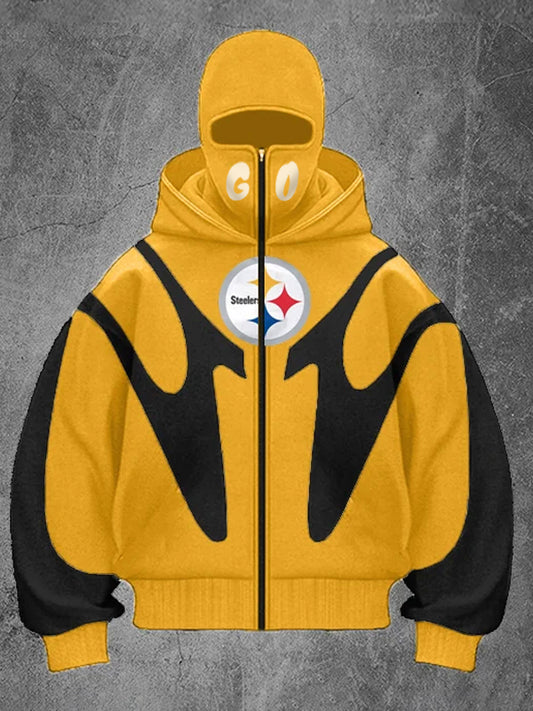 Unisex Masked Double Hooded Cardigan Jacket