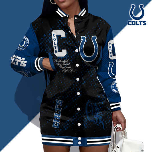 Indianapolis Colts Limited Edition Button Down Long Sleeve Jacket Dress