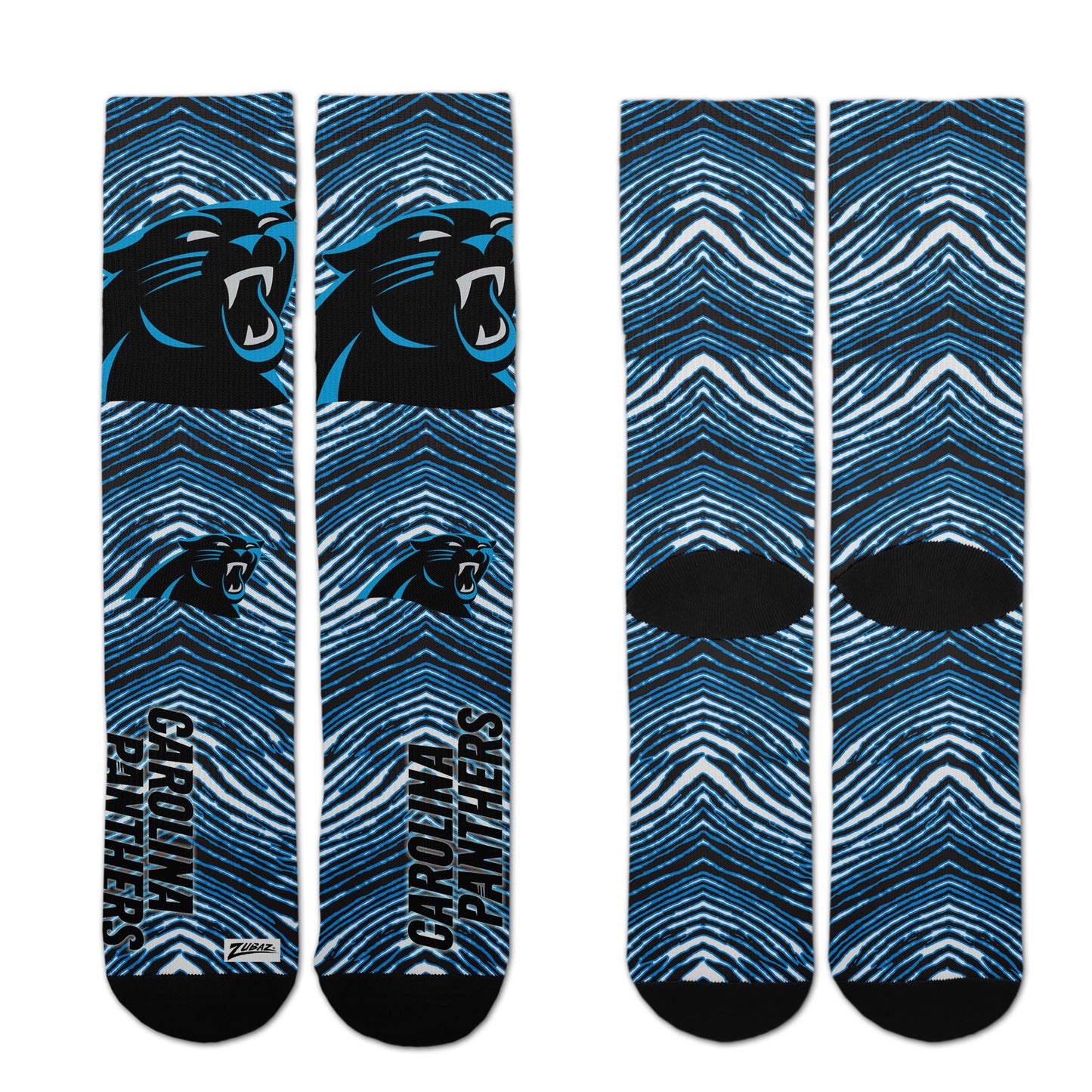 Zubaz By For Bare Feet NFL Zubified Adult and Youth Dress Socks, Carolina Panthers, One Size