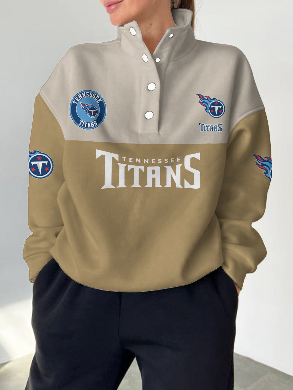 Tennessee Titans  2025 New Design Casual Snap  Mockneck Pullover