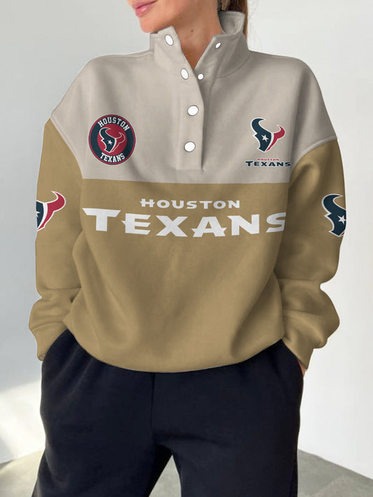Houston Texans  2025 New Design Casual Snap  Mockneck Pullover