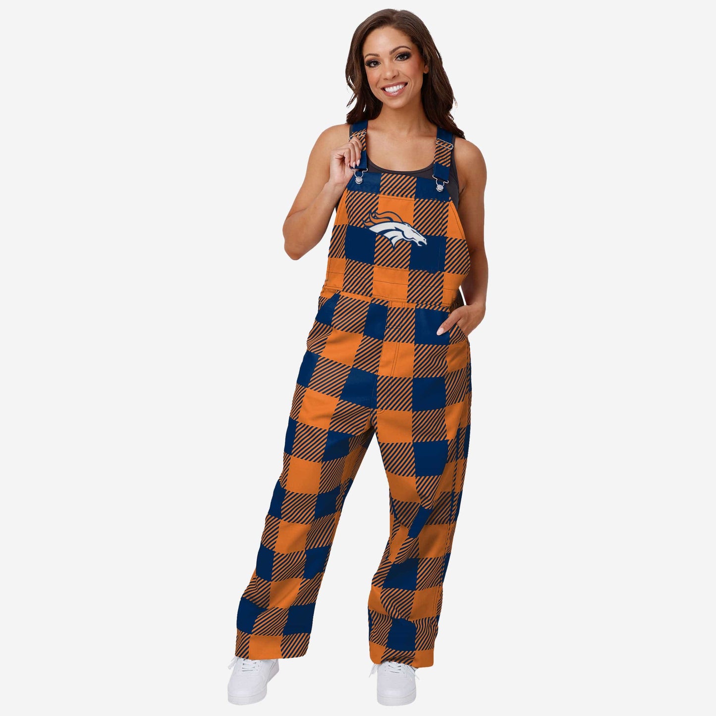 Denver Broncos Womens Plaid Bib Overalls