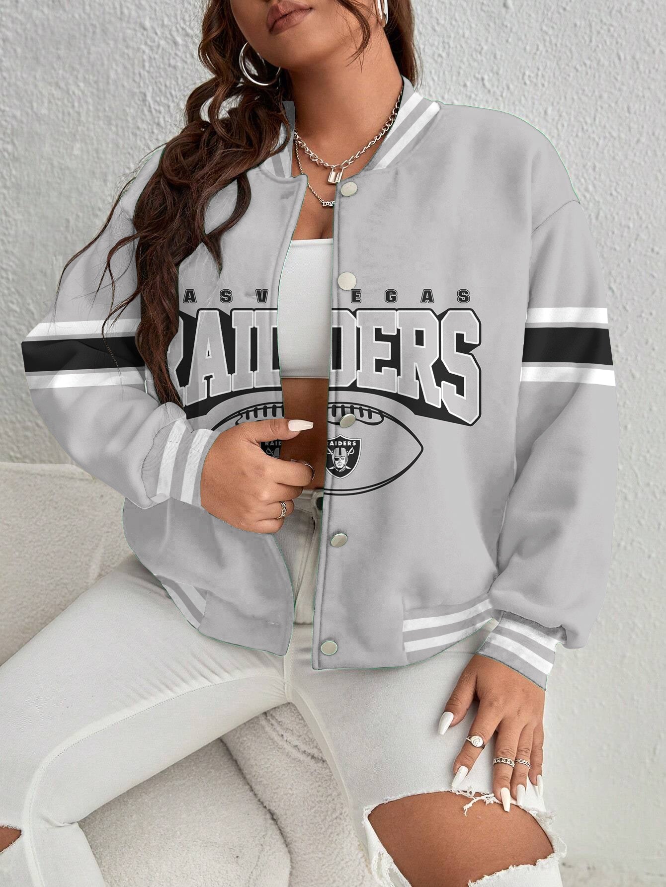 Las Vegas Raiders Women's Long Pass Full- Snap Casual Jacket