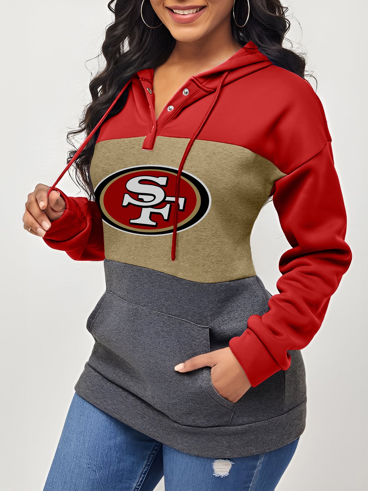 Women's Colorblock Drawstring Hoodie