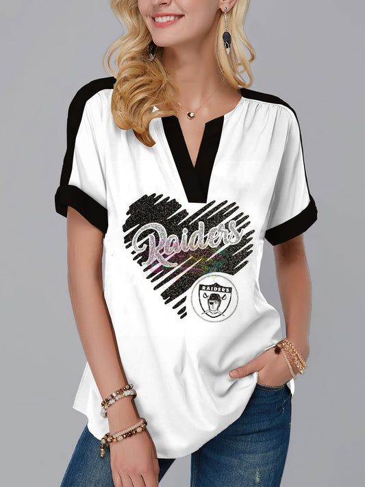 Las Vegas Raiders  Fashion Short Sleeve V-Neck Shirt