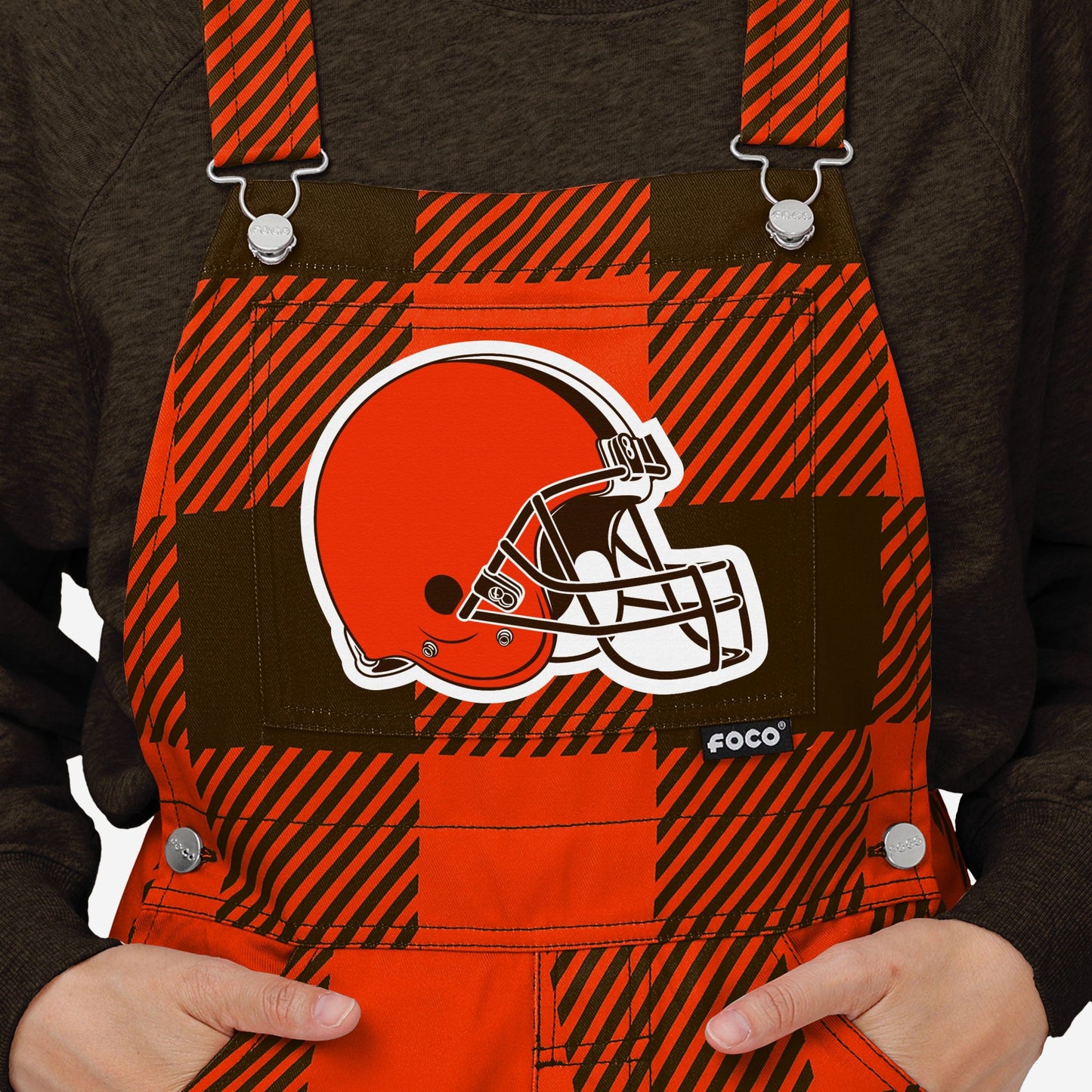 Cleveland Browns Womens Plaid Bib Overalls