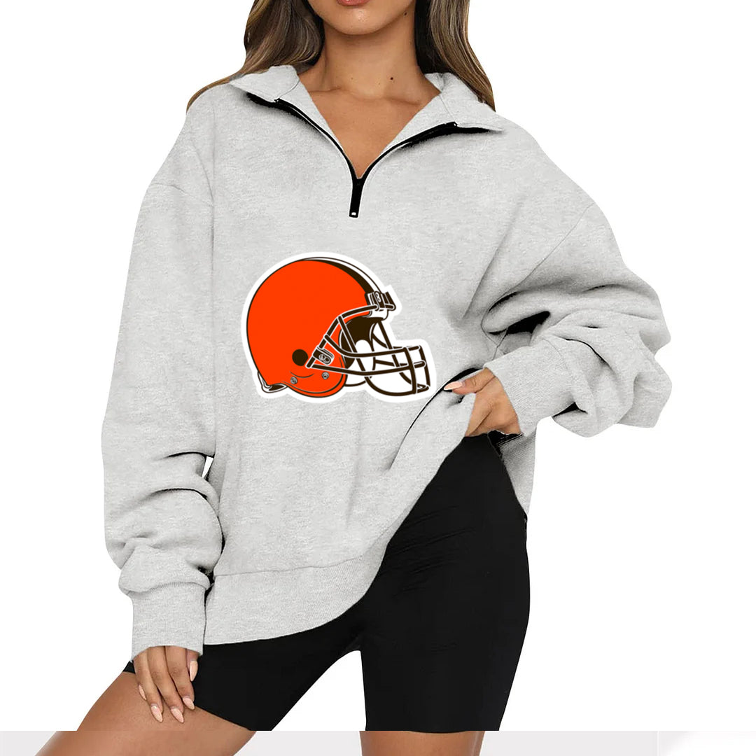 New Ladies Sports Leisure Lapel Zipper Sweatshirt