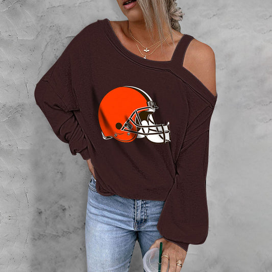 ASYMMETRICAL NECK SHIFT CASUAL LONG SLEEVE TOP