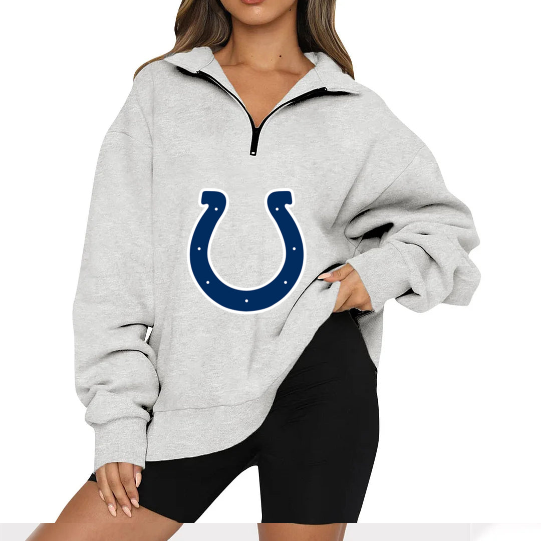 New Ladies Sports Leisure Lapel Zipper Sweatshirt