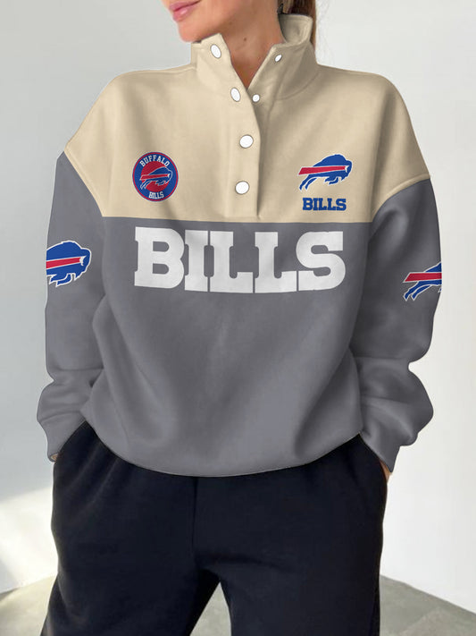 Buffalo Bills  2025 New Design Casual Snap  Mockneck Pullover