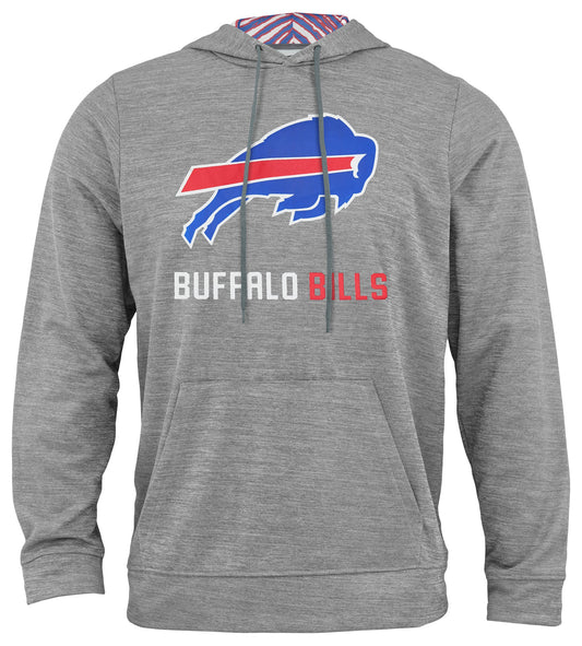 Zubaz NFL Men's Grey Team Name & Logo Zebra Hoodie Buffalo Bills