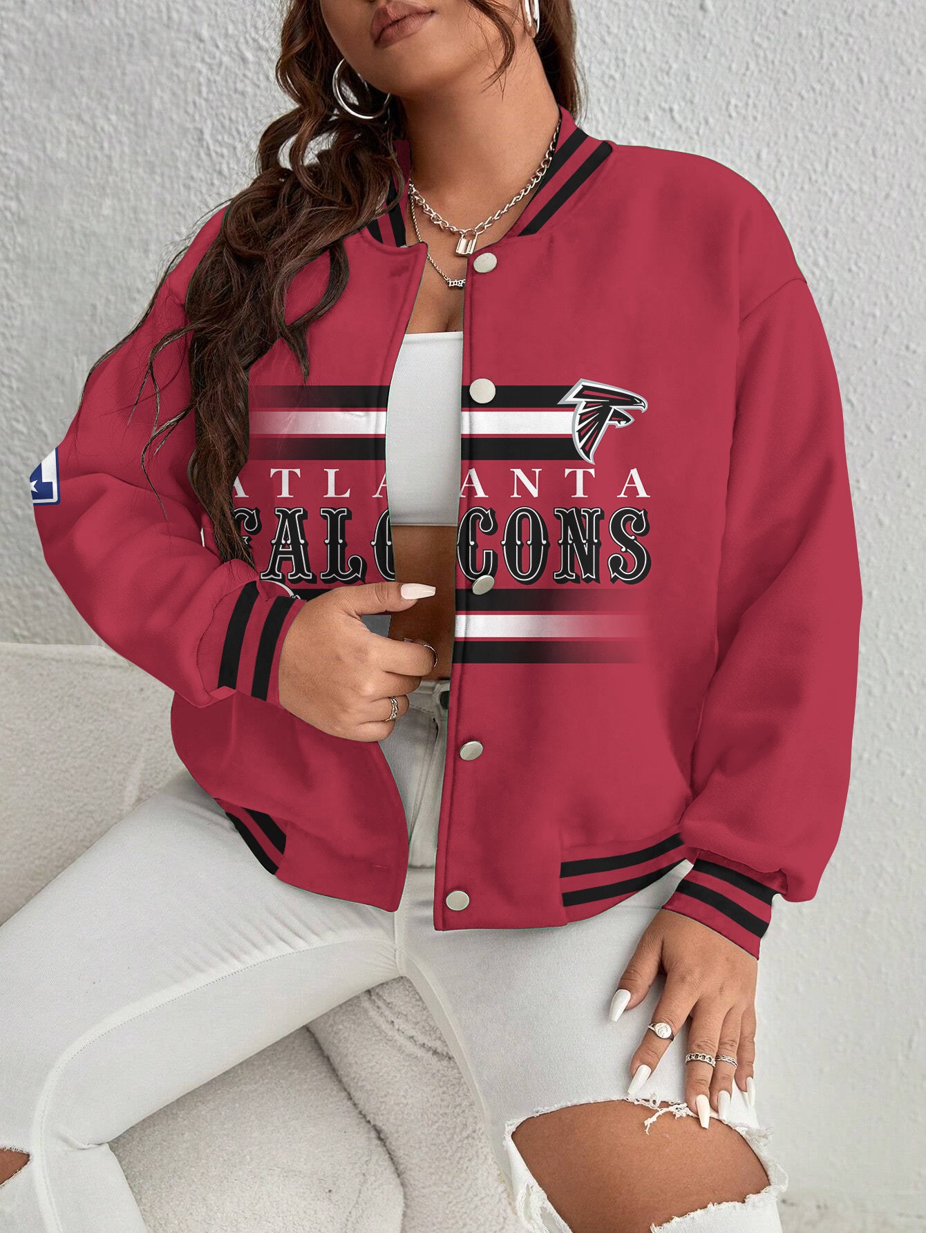 Atlanta Falcons Women's Long Pass Full- Snap Casual Jacket