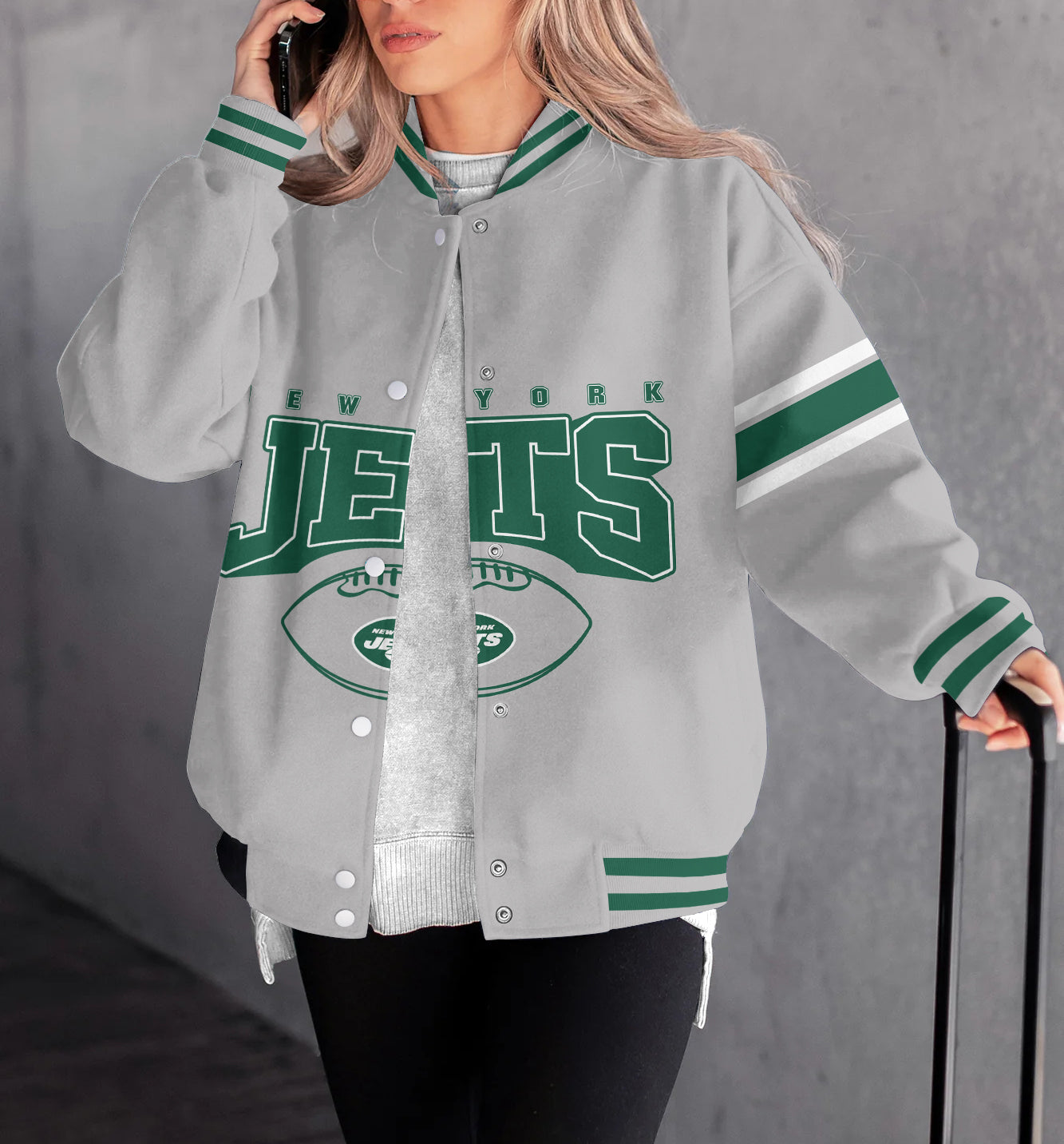 New York Jets Women's Long Pass Full- Snap Casual Jacket