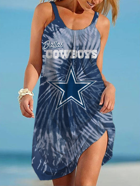 Dallas Cowboys Round neck sleeveless printed dress