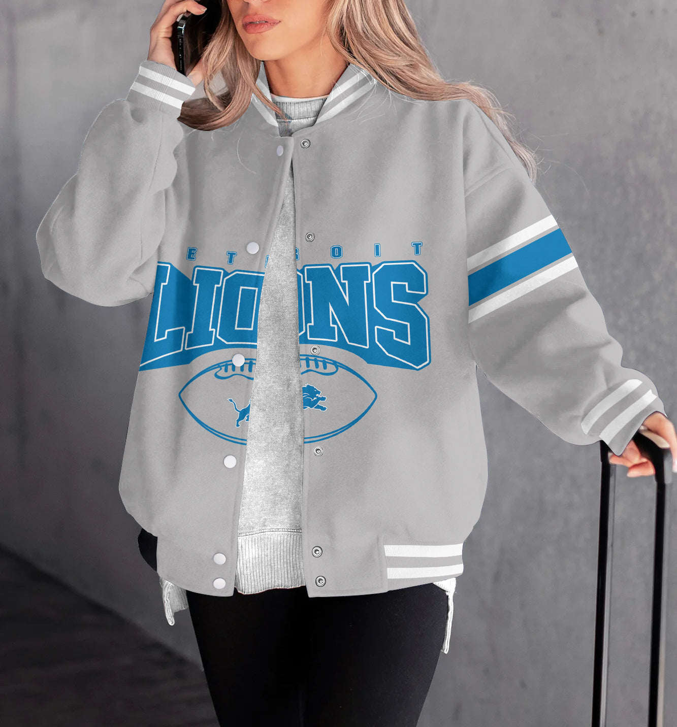 Detroit Lions Women's Long Pass Full- Snap Casual Jacket