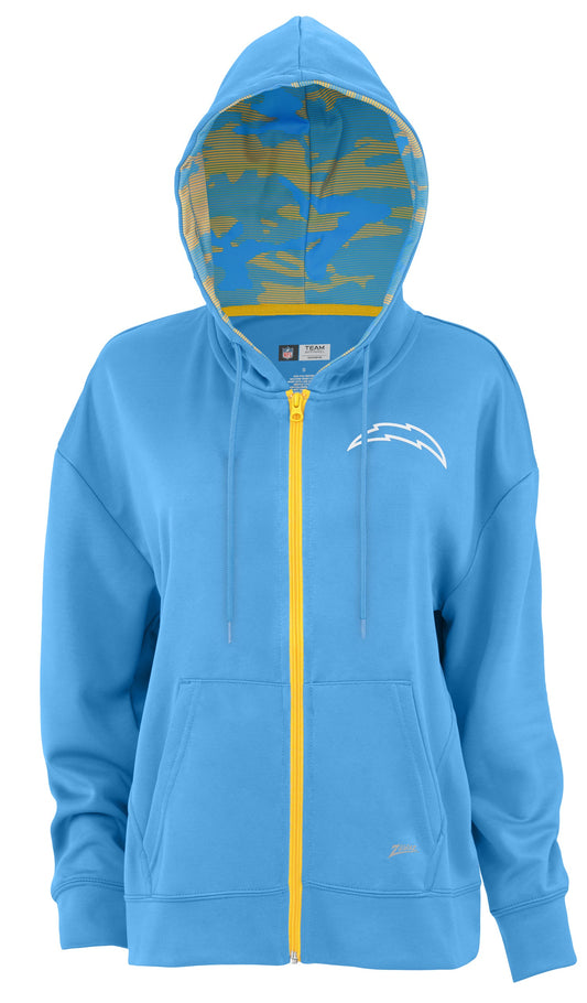 Zubaz NFL Women's Standard Full Zip Hoodie Los Angeles Chargers