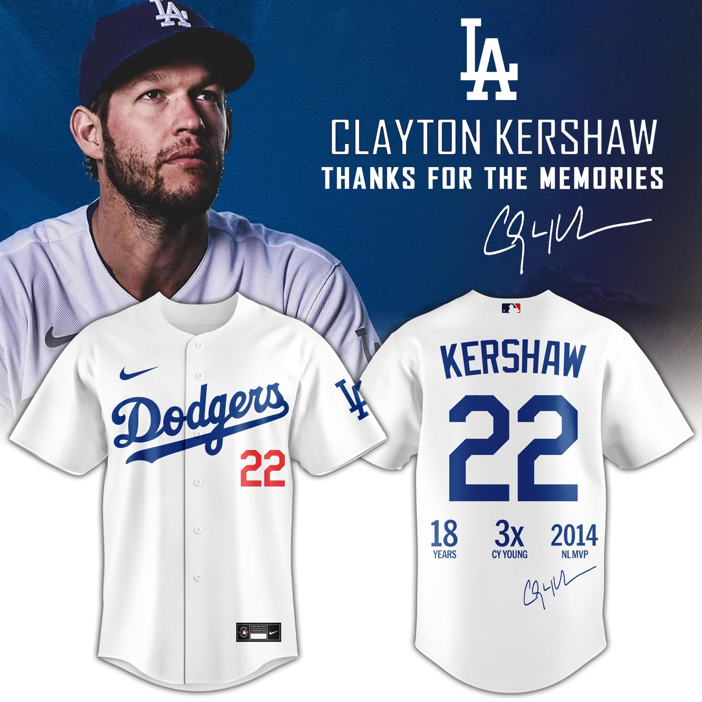 Los Angeles Dodgers Thank You Clayton Kershaw Limited Edition Jersey